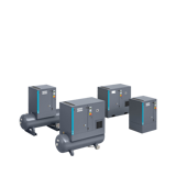 Thumbnail of Atlas Copco dark grey G series air compressors arrayed on a transparent background